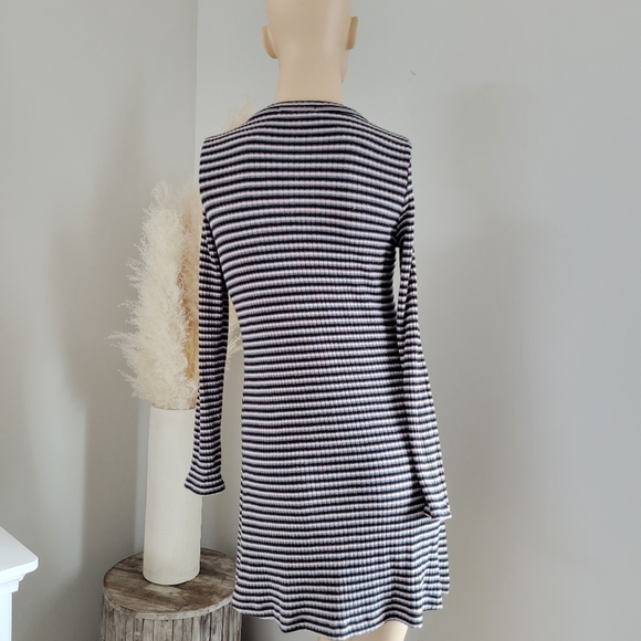 American Eagle size M black white green and orange striped soft sweater dress - Picture 7 of 8